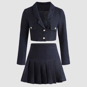 jacket and skirt set // cider // navy blue